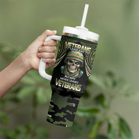 Veterans Day Tumbler With Handle War Never Leaves A Veteran Proud Military