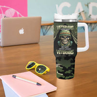 Veterans Day Tumbler With Handle War Never Leaves A Veteran Proud Military