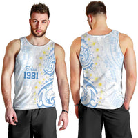 Palau 1981 Tribal Tattoo Men Tank Top with Belau Plumeria Flowers