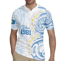 Palau 1981 Tribal Tattoo Rugby Jersey with Belau Plumeria Flowers LT9 - Polynesian Pride