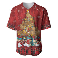 Funny Kiwi Bird Xmas Tree Baseball Jersey New Zealand Tribal Christmas Spirit - Polynesian Pride