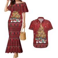 Funny Kiwi Bird Xmas Tree Couples Matching Mermaid Dress and Hawaiian Shirt New Zealand Tribal Christmas Spirit LT9 Red - Polynesian Pride