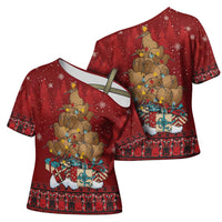 Funny Kiwi Bird Xmas Tree Cross Shoulder Shirt New Zealand Tribal Christmas Spirit LT9 - Polynesian Pride