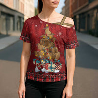 Funny Kiwi Bird Xmas Tree Cross Shoulder Shirt New Zealand Tribal Christmas Spirit LT9 - Polynesian Pride