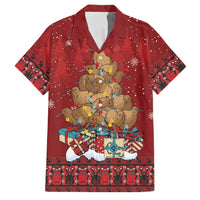 Funny Kiwi Bird Xmas Tree Family Matching Long Sleeve Bodycon Dress and Hawaiian Shirt New Zealand Tribal Christmas Spirit LT9 Dad's Shirt - Short Sleeve Red - Polynesian Pride