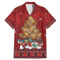 Funny Kiwi Bird Xmas Tree Family Matching Mermaid Dress and Hawaiian Shirt New Zealand Tribal Christmas Spirit LT9 Dad's Shirt - Short Sleeve Red - Polynesian Pride
