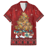 Funny Kiwi Bird Xmas Tree Family Matching Summer Maxi Dress and Hawaiian Shirt New Zealand Tribal Christmas Spirit LT9 Dad's Shirt - Short Sleeve Red - Polynesian Pride