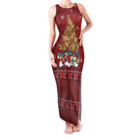 Funny Kiwi Bird Xmas Tree Family Matching Tank Maxi Dress and Hawaiian Shirt New Zealand Tribal Christmas Spirit LT9 Mom's Dress Red - Polynesian Pride