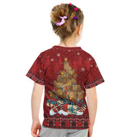 Funny Kiwi Bird Xmas Tree Kid T Shirt New Zealand Tribal Christmas Spirit - Polynesian Pride