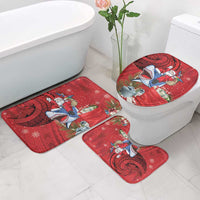 Funny Santa Riding Shark Bathroom Set Polynesian Tribal Christmas Spirit - Polynesian Pride
