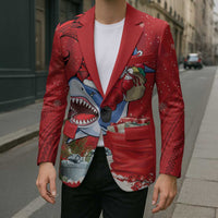 Funny Santa Riding Shark Blazer Polynesian Tribal Christmas Spirit - Polynesian Pride