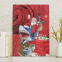 Funny Santa Riding Shark Canvas Wall Art Polynesian Tribal Christmas Spirit - Polynesian Pride
