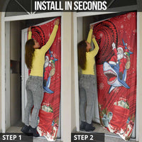 Funny Santa Riding Shark Door Cover Polynesian Tribal Christmas Spirit LT9 - Polynesian Pride