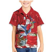 Funny Santa Riding Shark Family Matching Mermaid Dress and Hawaiian Shirt Polynesian Tribal Christmas Spirit - Polynesian Pride
