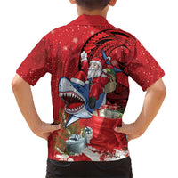 Funny Santa Riding Shark Family Matching Puletasi and Hawaiian Shirt Polynesian Tribal Christmas Spirit LT9 - Polynesian Pride