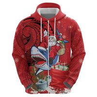 Funny Santa Riding Shark Hoodie Polynesian Tribal Christmas Spirit LT9 - Polynesian Pride
