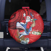 Funny Santa Riding Shark Spare Tire Cover Polynesian Tribal Christmas Spirit - Polynesian Pride