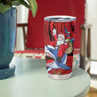 Funny Santa Riding Shark Tumbler Cup Polynesian Tribal Christmas Spirit LT9 - Polynesian Pride