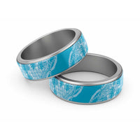 Hawaii Breadfruit Palaka Classic Ring Polu Maile Lei LT9 Sliver Blue - Polynesian Pride