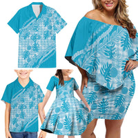 Hawaii Breadfruit Palaka Family Matching Off Shoulder Short Dress and Hawaiian Shirt Polu Maile Lei LT9 - Polynesian Pride