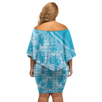 Hawaii Breadfruit Palaka Family Matching Off Shoulder Short Dress and Hawaiian Shirt Polu Maile Lei LT9 - Polynesian Pride