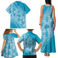 Hawaii Breadfruit Palaka Family Matching Tank Maxi Dress and Hawaiian Shirt Polu Maile Lei - Polynesian Pride
