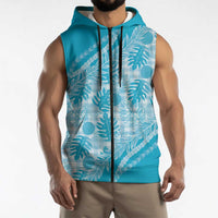 Hawaii Breadfruit Palaka Sleeveless Zip Hoodie Polu Maile Lei - Polynesian Pride