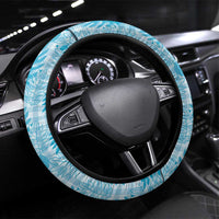 Hawaii Breadfruit Palaka Steering Wheel Cover Polu Maile Lei LT9 Universal Fit Blue - Polynesian Pride