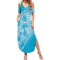 Hawaii Breadfruit Palaka Summer Maxi Dress Polu Maile Lei - Polynesian Pride