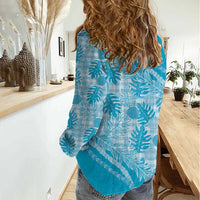 Hawaii Breadfruit Palaka Women Casual Shirt Polu Maile Lei - Polynesian Pride