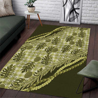 Hawaii Breadfruit Palaka Area Rug Omaomao Maile Lei - Polynesian Pride