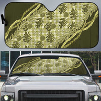 Hawaii Breadfruit Palaka Auto Sun Shade Omaomao Maile Lei - Polynesian Pride