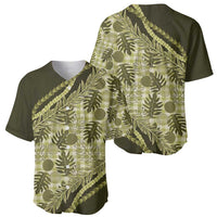 Hawaii Breadfruit Palaka Baseball Jersey Omaomao Maile Lei - Polynesian Pride