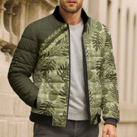 Hawaii Breadfruit Palaka Bomber Puffer Jacket Omaomao Maile Lei - Polynesian Pride