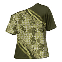 Hawaii Breadfruit Palaka Cross Shoulder Shirt Omaomao Maile Lei - Polynesian Pride