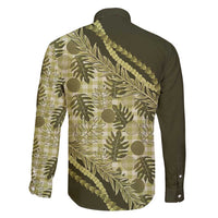 Hawaii Breadfruit Palaka Family Matching Long Sleeve Bodycon Dress and Hawaiian Shirt Omaomao Maile Lei - Polynesian Pride