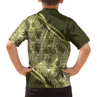 Hawaii Breadfruit Palaka Family Matching Off The Shoulder Long Sleeve Dress and Hawaiian Shirt Omaomao Maile Lei - Polynesian Pride