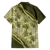 Hawaii Breadfruit Palaka Family Matching Off The Shoulder Long Sleeve Dress and Hawaiian Shirt Omaomao Maile Lei - Polynesian Pride