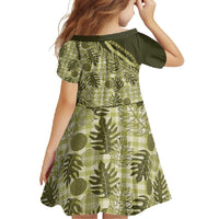 Hawaii Breadfruit Palaka Family Matching Short Sleeve Bodycon Dress and Hawaiian Shirt Omaomao Maile Lei - Polynesian Pride