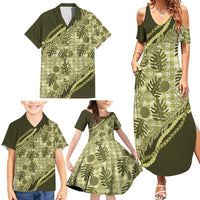 Hawaii Breadfruit Palaka Family Matching Summer Maxi Dress and Hawaiian Shirt Omaomao Maile Lei LT9 - Polynesian Pride