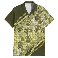 Hawaii Breadfruit Palaka Family Matching Summer Maxi Dress and Hawaiian Shirt Omaomao Maile Lei LT9 Dad's Shirt - Short Sleeve Green - Polynesian Pride