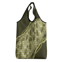 Hawaii Breadfruit Palaka Grocery Bag Omaomao Maile Lei - Polynesian Pride
