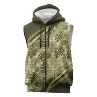 Hawaii Breadfruit Palaka Sleeveless Zip Hoodie Omaomao Maile Lei - Polynesian Pride