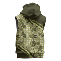 Hawaii Breadfruit Palaka Sleeveless Zip Hoodie Omaomao Maile Lei - Polynesian Pride