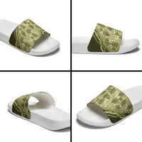 Hawaii Breadfruit Palaka Slide Sandals Omaomao Maile Lei - Polynesian Pride