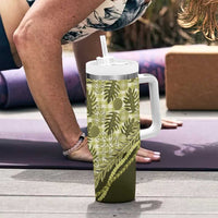 Hawaii Breadfruit Palaka Tumbler With Handle Omaomao Maile Lei - Polynesian Pride