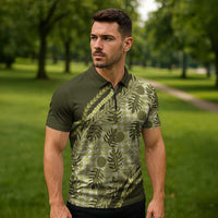 Hawaii Breadfruit Palaka Zipper Polo Shirt - Omaomao Maile Lei LT9 - Polynesian Pride