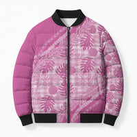 Hawaii Breadfruit Palaka Bomber Puffer Jacket Omaomao Ulaula Maile Lei - Polynesian Pride