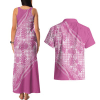 Hawaii Breadfruit Palaka Couples Matching Tank Maxi Dress and Hawaiian Shirt Omaomao Ulaula Maile Lei LT9 - Polynesian Pride