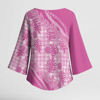 Hawaii Breadfruit Palaka Kimono Sleeve Blouse Omaomao Ulaula Maile Lei - Polynesian Pride